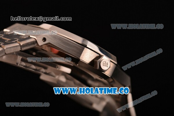 Audemars Piguet Royal Oak 41MM Clone AP Calibre 3120 Automatic Steel Case/Bracelet with White Dial Diamonds Bezel - Stick Markers (EF) - Click Image to Close